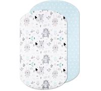 Sábanas Minicuna 100% Algodón - Sabanas Minicuna Compatible con Iora, Tori, Iora Air y Sleepi Mini (60 x 80 cm, Animales Azules)