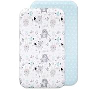 Sábanas Minicuna 100% Algodón - Sabanas Minicuna Compatible con Kinderkraft Neste Up (90 x 55 cm, Animales Azules)