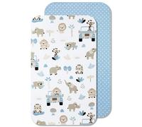 Sábanas Minicuna 100% Algodón - Sabanas Minicuna Compatible con Kinderkraft Neste Up (90 x 55 cm, Safari Azul)