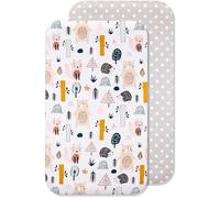 Sábanas Minicuna 100% Algodón - Sabanas Minicuna Compatible con Next to Me, Kinderkraft (50 x 83 cm, Animales Bosques)