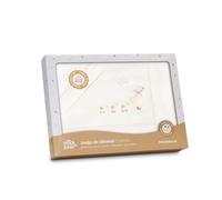 Sabanas Minicuna 50x80 100% Algodon Transpirables Lavables con Sabana Bajera Ajustable para Recien Nacidos Textil Suave Descanso Bebes + Encimera y Funda Almohada Patitos Beige Primavera Verano