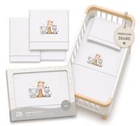 Sabanas Minicuna 50x80 100% Algodon Transpirables Lavables con Sabana Bajera Ajustable para Recien Nacidos Textil Suave Descanso Bebes + Encimera y Funda Almohada Jirafa Gris Primavera Verano Otoño