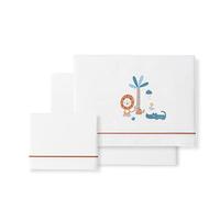 Sábanas minicuna León Palmera blanco naranja