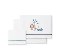 Sábanas minicuna León Palmera blanco petróleo