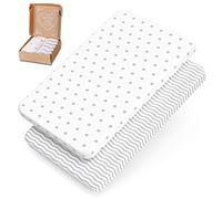 Sábanas minicuna mimaDu Protector colchón Cuna sábanas bajeras minicuna sábanas Cuna colecho 80x50 80x53 90x40 50x80 cm | sábanas para cunita de 100% algodón Oeko-Tex (Zigzag, Puntos)