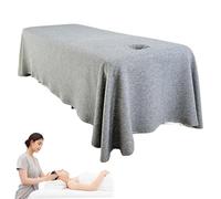 Sábanas para camilla de masaje transpirables con orificio para el rostro lavables y reutilizables ideales para salones y spas color gris.