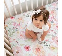 Sábanas para Cuna para niñas - Juego de sábanas de algodón Suave para Cuna - Sábana Bajera Ajustable Rosa Floral Bohemio - Regalos de bebé para Nueva mamá y papá MAX&So