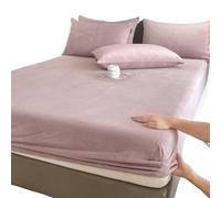 Sabanas Sábanas ajustables elásticas cálidas y gruesas de color sólido, funda de colchón de invierno de franela ajustable, ropa de cama de terciopelo en tamaños 90/160/180/200 Sabanas Algodon(PURPLE,1