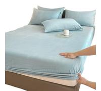 Sabanas Sábanas ajustables elásticas cálidas y gruesas de color sólido, funda de colchón de invierno de franela ajustable, ropa de cama de terciopelo en tamaños 90/160/180/200 Sabanas Algodon(Blue,200