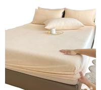 Sabanas Sábanas ajustables elásticas cálidas y gruesas de color sólido, funda de colchón de invierno de franela ajustable, ropa de cama de terciopelo en tamaños 90/160/180/200 Sabanas Algodon(Cream,80