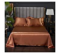 Sabanas Saten Sábana de 1 Pieza for Verano, sábanas Superiores de Tela Fresca de Hielo, sábana Plana Lisa de satén for Ropa de Cama Doble (sin Funda de Almohada)(Qiankafei,250x230cm 98x90inch)