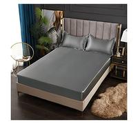 Sabanas Seda Sábanas de satén sábana Ajustable Color sólido rayón Funda de colchón Banda elástica sábana King 200x200 200x220 sin Funda de Almohada Ropa de Cama(Ying hui se,80x200x25cm)