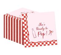 Sabary 100 servilletas de papel con texto en inglés "She's Ready to Pop" para baby shower, decoración retro rosa para nueva mamá, baby shower, revelación de género, suministros de fiesta de cumpleaños