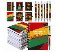 Sabary 12 Sets/24 Pcs Juneteenth Spiral Notebooks Ballpoint Pens Bulk Gift Celebration June 19 Freedom Day Journals for Juneteenth African American Festival Celebration Party Decoration