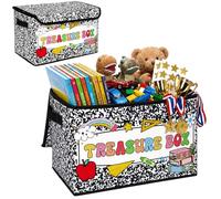 Sabary Cuaderno de composición, caja de cofre del tesoro para premio con tapa, caja de almacenamiento plegable para premios de profesores, premios de estudiantes, baúl de juguetes plegable para aula