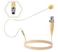 Sabary Micrófono eléctrico in-ear Back Mini XLR Micrófono sobre la oreja, micrófono de 4 pines, cable Mini XLR y parabrisas, compatible con Shure, color beige