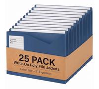 Sabary Paquete de 25 fundas de polietileno para escribir tamaño carta con carpetas de expansión de 1 pulgada con pestañas para escribir para oficina, abogado, cliente, organizador portátil de recibos