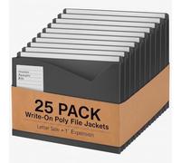 Sabary Paquete de 25 fundas de polietileno para escribir tamaño carta con carpetas de expansión de 1 pulgada con pestañas para escribir para oficina, abogado, cliente, organizador portátil de recibos