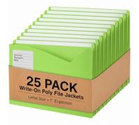 Sabary Paquete de 25 fundas de polietileno para escribir tamaño carta con carpetas de expansión de 1 pulgada con pestañas para escribir para oficina, abogado, cliente, organizador portátil de recibos