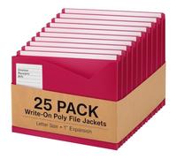 Sabary Paquete de 25 fundas de polietileno para escribir tamaño carta con carpetas de expansión de 1 pulgada con pestañas para escribir para oficina, abogado, cliente, organizador portátil de recibos