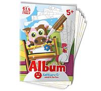 Sabbiarelli Sand-it For Fun - Álbum Animales de la Granja: 5 Hojas Adhesivas A5 para Sand Art con 5 Dibujos para Colorear con Arena de Colores (NO INCLUIDA) - Manualidades Niños 5+