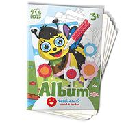 Sabbiarelli Sand-it For Fun - Álbum Animales de jardín: 7 dibujos pre-pegados para colorear con la arena (arena no incluida), Adecuado para niños de años 3+,
