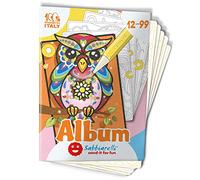 Sabbiarelli Sand-it For Fun - Álbum Animales Fantásticos: 5 Hojas Adhesivas A5 para Sand Art con 5 Dibujos para Colorear con Arena de Colores (NO INCLUIDA) - Hobby Creativo Jóvenes y Adultos