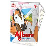 Sabbiarelli Sand-it For Fun - Álbum Los Caballos: 5 dibujos pre-pegados para colorear con la arena (arena no incluida), Adecuado para niños de años 5+