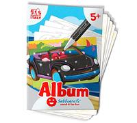 Sabbiarelli Sand-it For Fun - Album Coches - 5 Dibujos Adhesivos A5 para Sand Art | ARENA DE COLORES NO INCLUIDA | Manualidades Creativas para Niños 5-12 años