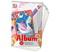 Sabbiarelli Sand-it For Fun - Álbum El Mundo Mágico: 5 Hojas Adhesivas A5 para Sand Art con 5 Dibujos para Colorear con Arena de Colores (NO INCLUIDA) - Actividad Manual, Manualidades para Niños 5+