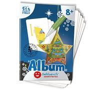 Sabbiarelli Sand-it For Fun - Álbum Estrella de Navidad 3D: 5 Hojas Adhesivas A5 para Crear 1 Adorno 3D para Colorear con Arena de Colores (NO INCLUIDA) - Manualidades de Navidad para Niños 8+