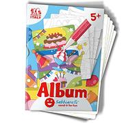 Sabbiarelli Sand-it For Fun - Álbum Invitaciones para Fiestas: 5 Hojas Adhesivas A5 para Sand Art con 15 Invitaciones Troqueladas para Colorear con Arena de Colores (NO INCLUIDA) - Manualidades 5+