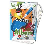 Sabbiarelli Sand-it For Fun - Álbum La Banda Musical de los Pajaritos Locos: 5 Hojas Adhesivas A5 para Sand Art con 7 Dibujos de Animales para Colorear con Arena de Colores (NO INCLUIDA) - Niños 3+