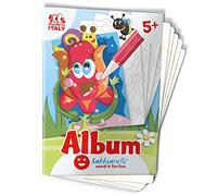 Sabbiarelli Sand-it For Fun - Álbum Las Flores: 5 Hojas Adhesivas A5 para Sand Art con 5 Dibujos para Colorear con Arena de Colores (no incluida) - Actividad Manual, Manualidades Creativas Niños 5+