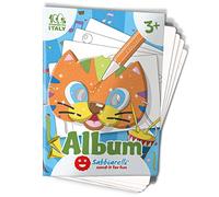 Sabbiarelli Sand-it For Fun - Álbum Las Máscaras 2: 4 Hojas Adhesivas A5 con 4 Máscaras para Colorear con Arena de Colores (NO INCLUIDA) - Gomas Incluidas, Sand Art de Carnaval para Niños 5+