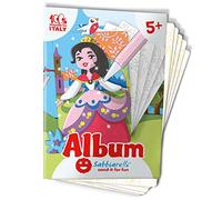 Sabbiarelli Sand-it For Fun - Álbum Las Princesas: 5 Hojas Adhesivas A5 para Sand Art con 5 Dibujos para Colorear con Arena de Colores (NO INCLUIDA) - Manualidades Creativas para Niñas 5+