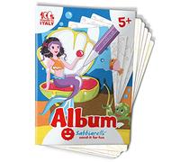 Sabbiarelli Sand-it For Fun - Álbum Las Sirenas: 5 Hojas Adhesivas A5 para Sand Art con 5 Dibujos para Colorear con Arena de Colores (NO INCLUIDA) - Actividad Manual, Manualidades Creativas Niñas 5+