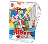 Sabbiarelli Sand-it For Fun - Álbum Los Piratas: 5 Hojas Adhesivas A5 para Sand Art con 5 Dibujos para Colorear con Arena de Colores (no incluida) - Actividad Manual, Manualidades Creativas Niños 5+