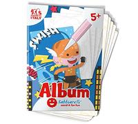 Sabbiarelli Sand-it For Fun - Álbum Los Superhéroes con 5 Dibujos Adhesivos para Colorear con Arena de Colores (no incluida) - Manualidades Creativas y Preescritura - a Partir de 5 Años