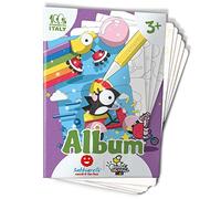 Sabbiarelli Sand-it For Fun - Álbum Pajaritos Locos: 5 Hojas Adhesivas A5 para Sand Art con 7 Dibujos de Animales para Colorear con Arena de Colores (NO INCLUIDA) - Manualidades para Niños 3+