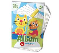 Sabbiarelli Sand-it For Fun - Álbum Primeros Dibujos, 5 Dibujos Adhesivos para Colorear con Arena de Colores (no incluida), Manualidades Creativas y Educativas para Niños a Partir de 3 Años