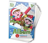 Sabbiarelli Sand-it For Fun - Álbum Pueblo de Navidad, 10 Dibujos Adhesivos con Motivos Navideños para Colorear con Arena de Colores (no incluida), Manualidades a Partir de 3 Años