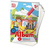 Sabbiarelli Sand-it For Fun - Álbum Un Mundo a Colores: 5 Hojas Adhesivas A5 para Sand Art con 5 Dibujos sobre Inclusión para Colorear con Arena de Colores (NO INCLUIDA) - Manualidades para Niños 5+