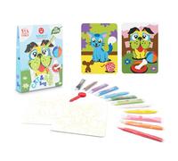 Sabbiarelli Sand-it For Fun - Bag Cat&Dog, Mini Set de Sand Art para Niños 5+: 12 Sobres de Arena de Colores y 2 Hojas Adhesivas A6 con Perro y Gato - Manualidades, Regalo