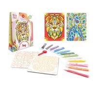 Sabbiarelli Sand-it For Fun - Bag Fantastic Animals, Mini Set de Sand Art para Jóvenes y Adultos: 12 Sobres de Arena de Colores y 2 Hojas Adhesivas A6 con Animales Mandala (arena no incluida)