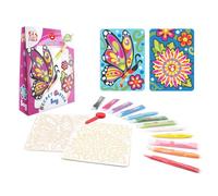 Sabbiarelli Sand-it For Fun - Bag Secret Garden, Mini Set de Sand Art para Jóvenes y Adultos: 12 Sobres de Arena de Colores y 2 Hojas Adhesivas A6 con Dibujos de Jardín