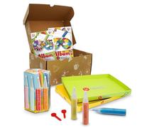 Sabbiarelli Sand-it For Fun - Box Máscara a Colores para Niños 5+, Set Creativo de Sand Art: 12 Bolígrafos de Arena de Colores y 8 Hojas Adhesivas A5 para Crear 8 Máscaras con bandas elásticas