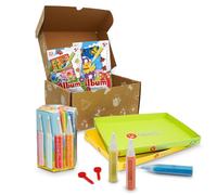 Sabbiarelli Sand-it For Fun - Box Pascua a Colores para Niños 5+, Set Creativo de Sand Art: 12 Bolígrafos de Arena de Colores y 10 Hojas Adhesivas A5 con 10 Postales y 5 Dibujos