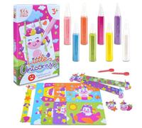 Sabbiarelli Sand-it For Fun - Kit Little Unicorns, Set Creativo de Sand Art para Niños 3+: 8 Bolígrafos de Arena de Colores y 6 Hojas Adhesivas A5 con 7 Dibujos, 5 Accesorios y 1 Marco de Unicornios