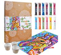 Sabbiarelli Sand-it For Fun - Sandpainting Set Mandala Caballo, Kit de Arte con Arena para Jóvenes y Adultos: 1 Maxi Póster Adhesivo, 12 Bolsas de Arena de Colores y 12 Bandejas, Regalo Relajante